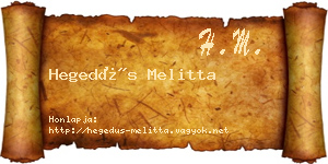 Hegedűs Melitta névjegykártya
